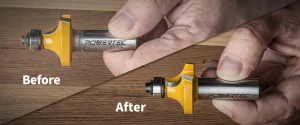 screenshot of a router bit before and after cleaning